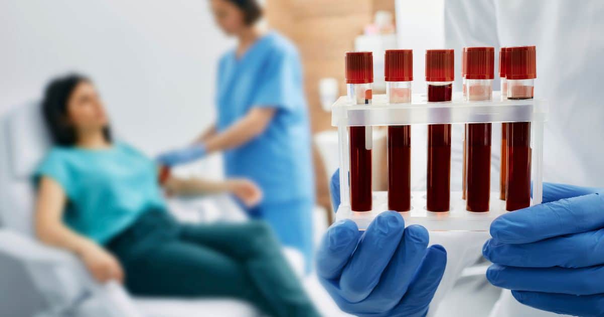 Meat allergy β a doctor performing blood tests on a patient in the clinic.