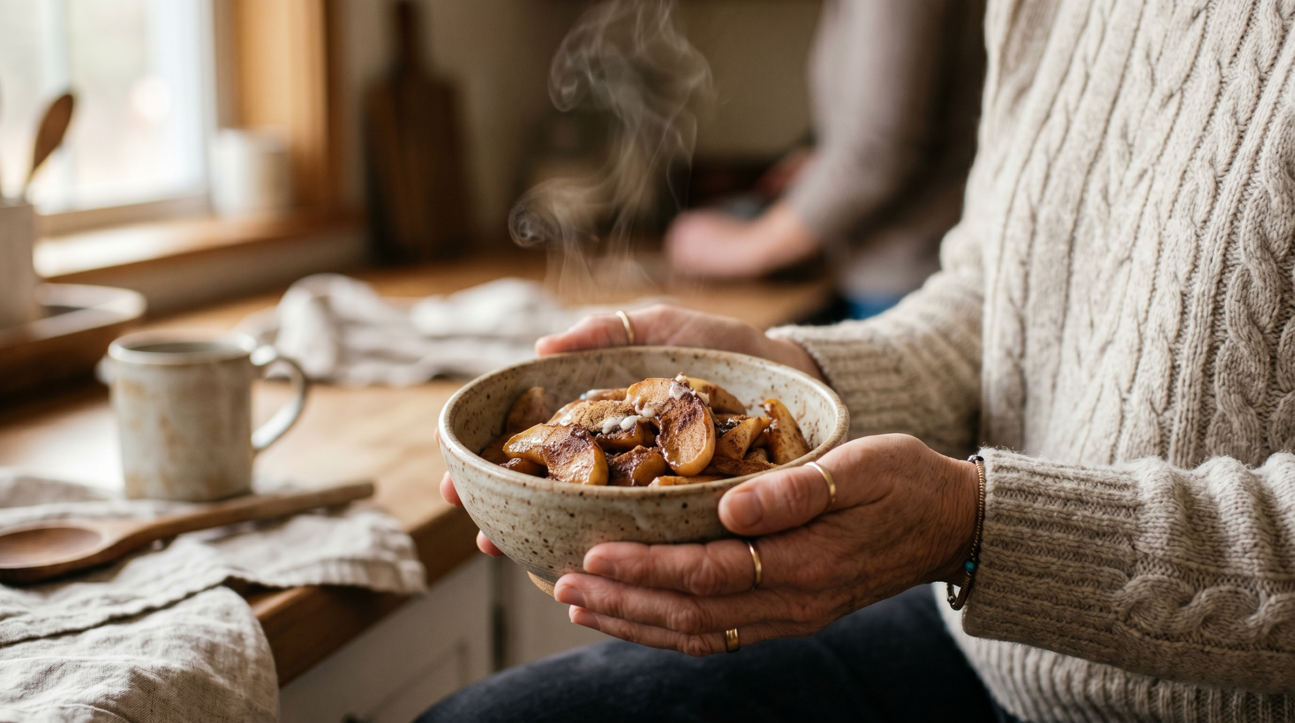 Cross-reactive allergy — a bowl of baked apples that don't trigger an allergic reaction thanks to heat processing.