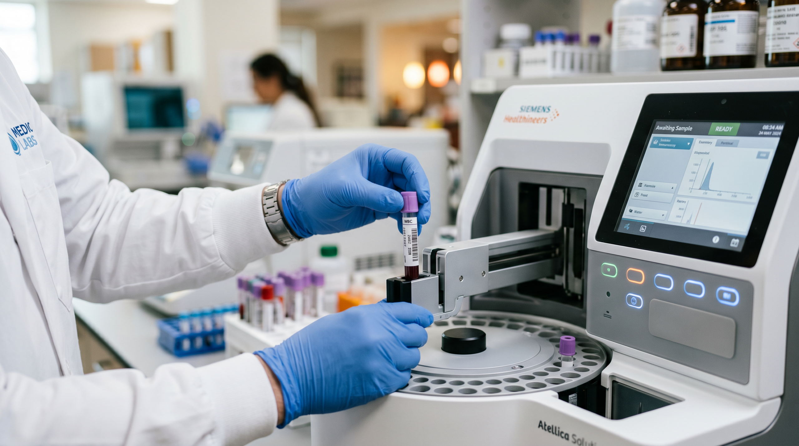 Cross-reactive allergy — a close-up of the laboratory process of component-resolved allergy diagnostics from a blood sample.
